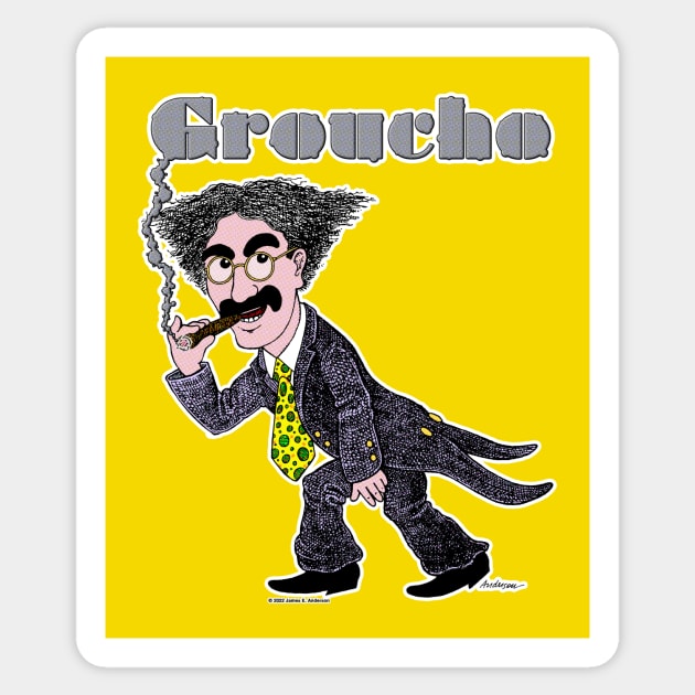 Smokin' Groucho Sticker by JEAndersonArt